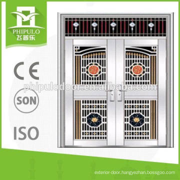 China front stainless steel security main double door designs for wholesale